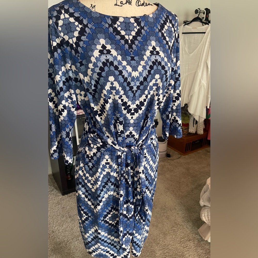 Sandra Darren- Blue Chevron Print Women's Dress
In size 10 - Picture 7 of 9